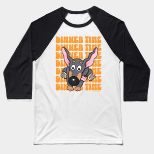 Funny Cute Dachshund Doxie Dog Running for Dinner Baseball T-Shirt